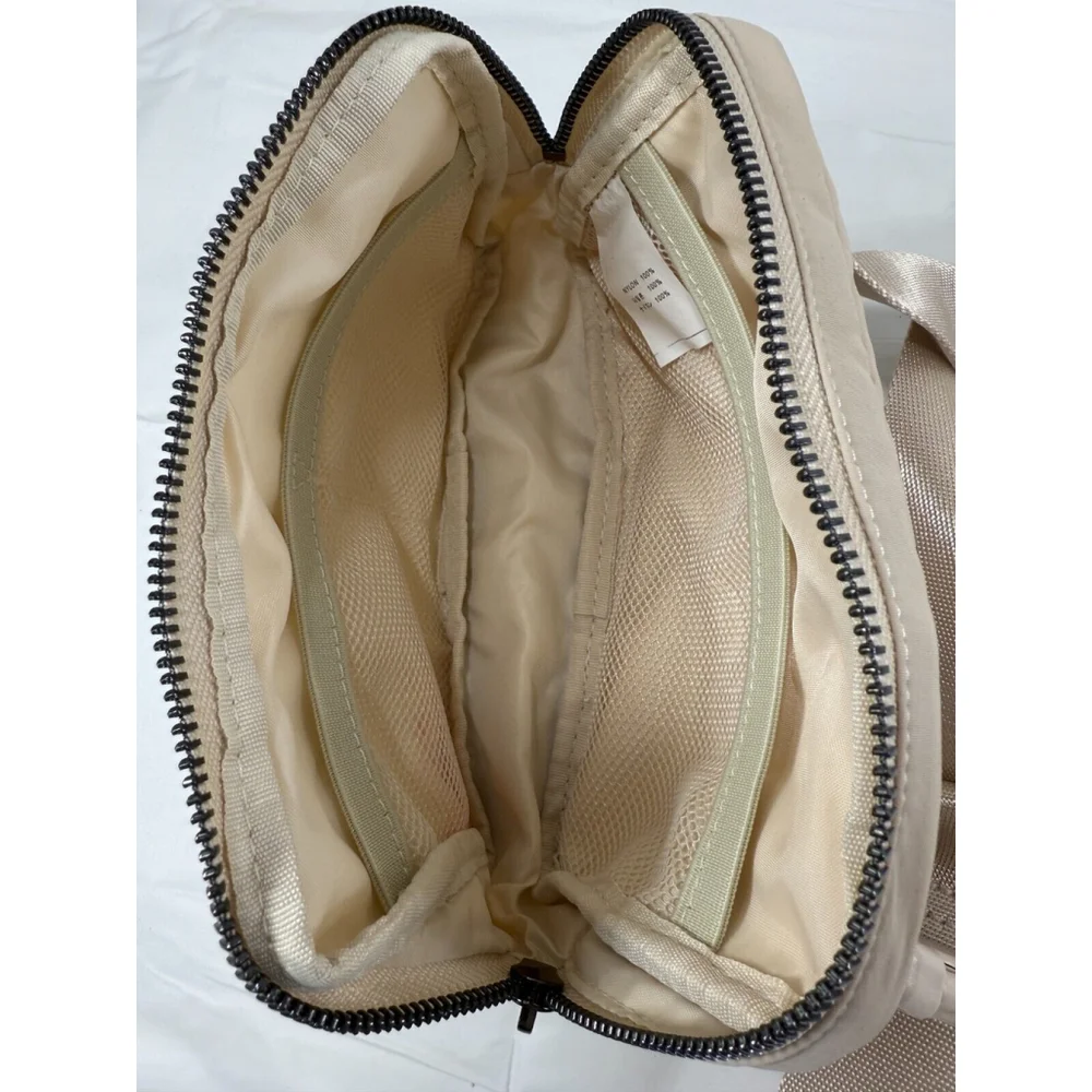Small Beige Nylon Waist/Crossbody Bag
